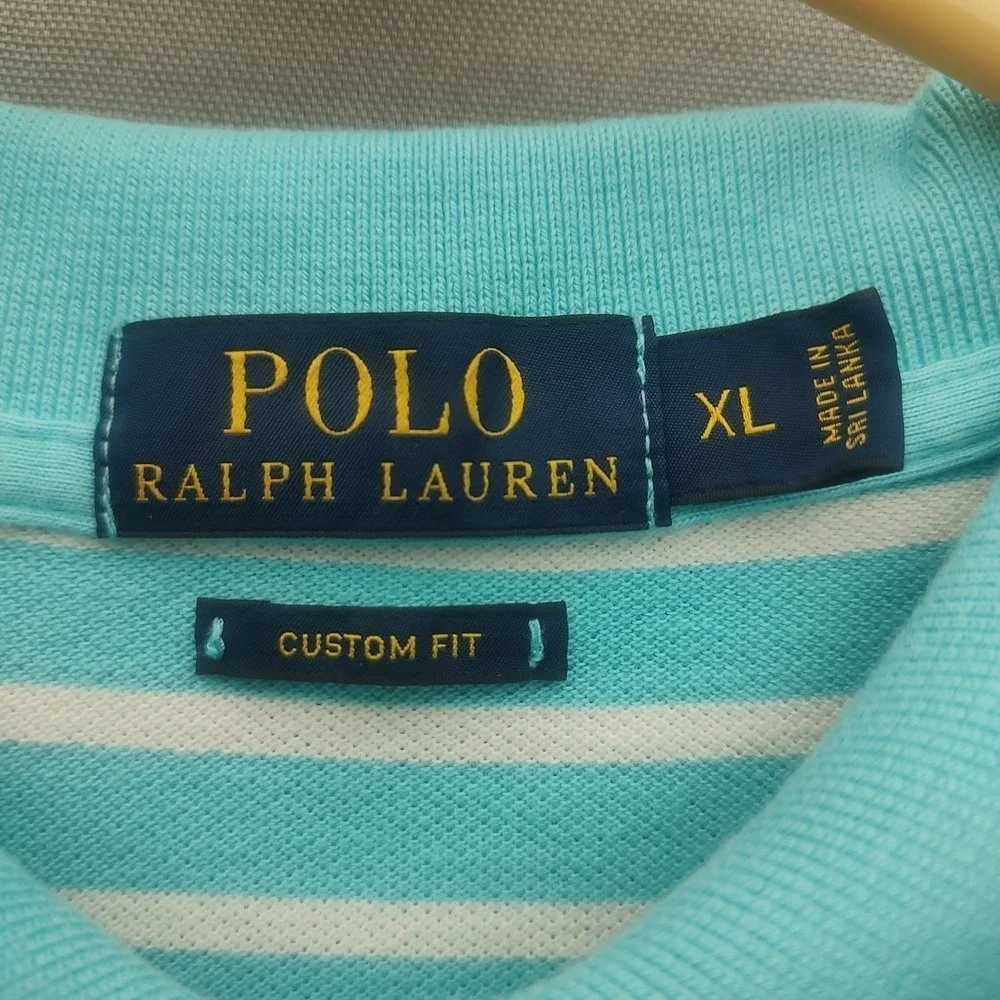 Ralph Lauren Men's‎ Polo Custom Fit XL Blue Striped Pullover